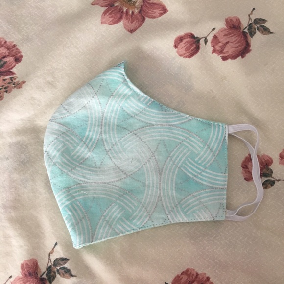 Aqua light turquoise patterned face mask (Adults) - Picture 3 of 6